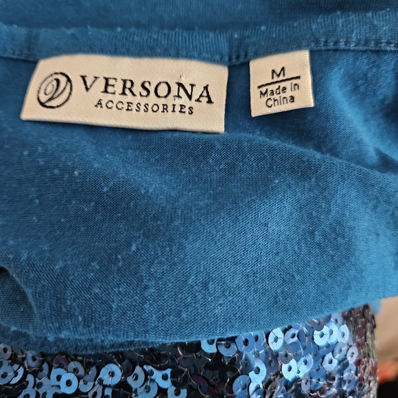 NWOT Versona teal blue sequined tank top blouse Womens Medium - Picture 4 of 8